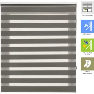 INTERBLIND Rollo für Nacht und Tag, elegant, Größe 100 x 180 cm, einfache Installation, Stoffgröße, 97 x 175 cm, Anthrazit