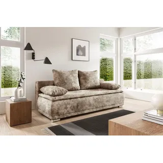 werk2 Schlafsofa "Biggi komfortabel & elegant, Schlaffunktion, Bettkasten, Breite 206 cm" inkl. losen Kissen, Bouclé APHRODITE, Beige-Braun, beige, braun