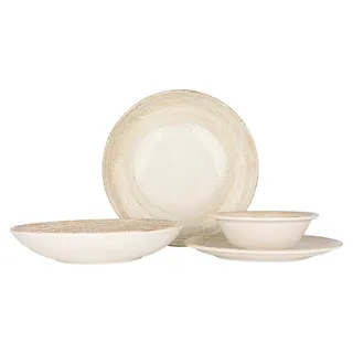 Bonna Geschirrset - Patera - 24 teilig - 6 Personen - Porzellan - Braun