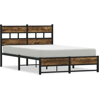 vidaXL Metallbett ohne Matratze Räuchereiche 120x200 cm - Braun