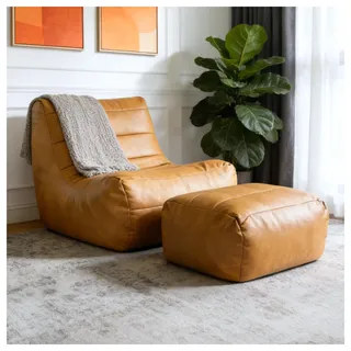 okwish Loungesessel Loungesofa mit Hocker Einsitzer Ergonomische Form Kompakte Größe Geeignet für kleine Wohnungen Braun - Braun