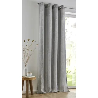 Vorhang KUTTI "Raya" Gr. 2, grau (grau, sanftes weiß), B:130cm H:175cm, Leinenstruktur, Polyester, Gardinen, Vorhang, mit praktischen Ösen, blickdicht und abdunkelnd