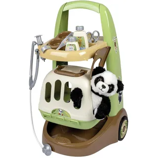 Smoby - Tierarzt-Trolley (31 x 32,1 x 55,2 cm) mit kuschelweichem Panda - 2-in-1 Transportbox mit abnehmbarem Doktorkoffer - Inklusive Zubehör - Ab 3 Jahren