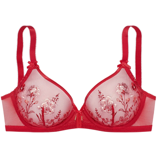 Bügel-BH LASCANA "Maria", Damen, Gr. 100, Cup C, rot, rosa, Spitze, Obermaterial: 74% Polyamid, 23% Polyester, 3% Elasthan, BHs Bügel-BH, Stickerei-Spitze, als Dessous-Set kombinierbar, große Größen