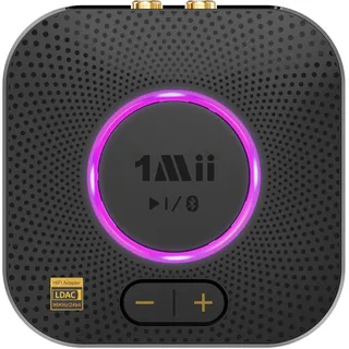 1Mii B06S+ Bluetooth 5.3 Empfänger, HiFi Wireless Audio Adapter mit LDAC, aptX HD & Low Latency Drahtloser Receiver für Stereoanlage, Lautsprecher, Verstärker, Lautstärkeregelung, Cinch & 3,5mm Klinke