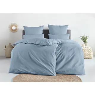 Andas Bettwäsche »Sari2 in Gr. 135x200 oder 155x220 cm« 2 Stk., tlg. aus Baumwolle, uni Bettwäsche in Seersucker, Qualität ideal für Sommer blau