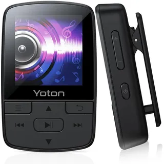 Yoton MP3-Player mit Bluetooth 5.2,Sport-Clip, FM-Radio, HiFi-Klangqualität | Sprachaufnahme, unabhängiger Lautstärkeregler, inkl. Kopfhörer, erweiterbar auf 128 GB SD-Karte(ohne SD-Karte)