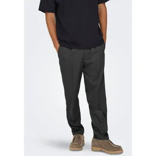 Chinohose ONLY & SONS "ONSMIRO TAILORED TAPERED 0346 PANT FRML", Herren, Gr. L, N-Gr, grau (dunkelgrau melange), Web, Obermaterial: 63% Polyester, 33% Viskose, 4% Elasthan, unifarben, regular fit lang, Hosen Chinohose
