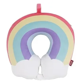 TROYSINC Reisekissen Kinder Nackenkissen Regenbogen U-Geformte Nackenstützkissen, Niedliche Regenbogen Kopfstütze Reise Schlafkissen (Rosa)
