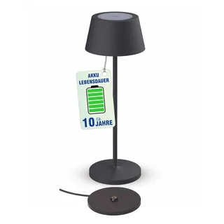 MAUL Akku Tischleuchte MAULnina | Tischlampe kabellos mit langlebigem Akku | Tischlampe aufladbar bis zu 10h Beleuchtung | Lampe dimmbar für Schreibtisch, Nachttisch & Outdoor | Anthrazit