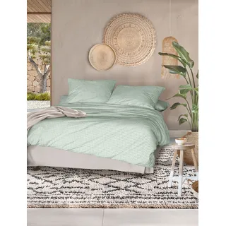IRISETTE Easy 8659 grafisch Baumwolle grün 155 x 220 cm + 2 x 80 x 80 cm