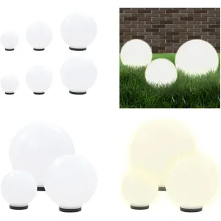 vidaXL 6 Stk. LED Gartenleuchten Set Kugelförmig 20/30/40 cm PMMA - Kugelleuchte - Kugelleuchten - Kugellampe - Kugellampen - Weiß