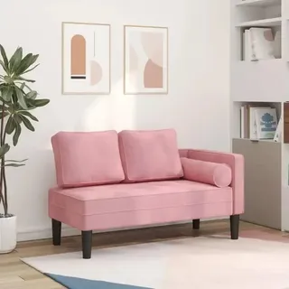 Chaise Longue mit Kissen - Samt Liege für Wohnzimmer - 116,5 x 62 x 57,5 cm - Rosa