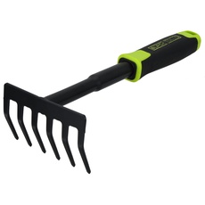 BLACK TOOLS® Garden Handrechen | Zum Säubern und Auflockern | Rutschfester Griff | Korrosionsgeschützt | Länge 30 cm | Garten, Kübel, Balkonkästen, Beete