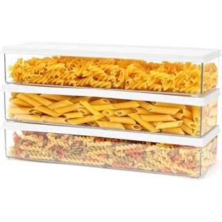 Belle Vous 3er-Pack Kunststoff Aufbewahrung für Lebensmittel mit Deckel - 1100ml Nudelbehälter Vorratsdose - 3er Set Vorratsdosen für Nudeln Spaghetti - Nudelbox Dose Behälter