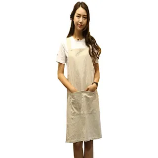 BBYBBS Schürze mit Kreuzschürze, X-förmig, aus weicher Baumwolle und Leinen, japanischer Stil, einfarbig