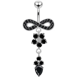 Firetti Bauchnabelpiercing »Schmuck Geschenk Piercing Körperschmuck Endless Schleife Blume Tropfen«, mit Zirkonia (synth.), silberfarben