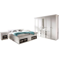 Bild Schlafzimmer-Set »California«, (Set, 4 St.), groß: Bett 180 cm, 2 Nachttische, 5-trg Kleiderschrank, weiß