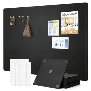 Soundsbay Filz Pinnwand mit Kleber Schwarz 120x90cm