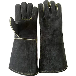 Grillhandschuhe schwarzem Leder hitzebeständig Kamin-Handschuhe Sannover