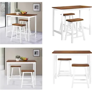 vidaXL Bartisch und Hocker Set 3 tlg. Massivholz - Bar-Set - Bar-Sets - Tisch Und Hocker - Tisch Und Hocker - Braun