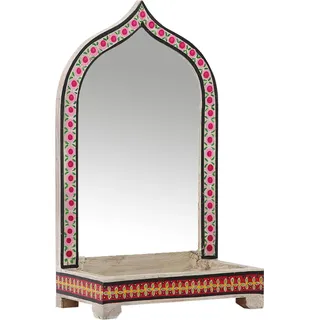 Orientalische Deko Schminkspiegel Flurspiegel aus Holz Akriti -1- - Rot