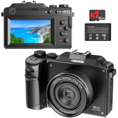 Vmotal 4K Digitalkamera, Digital Kamera mit SD-Karte/3.0" Bildschirm/Kompakt Kamera for YouTube Vlogging