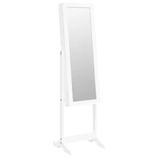 vidaXL Schmuckschrank mit Spiegel & LED-Beleuchtung Freistehend Weiß - Weiß