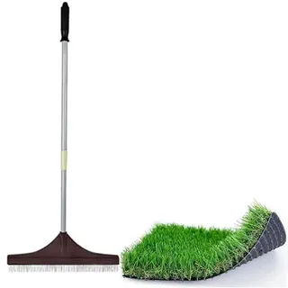 Suinga - KUNSTGRAS-BÜRSTE zum Kämmen - TEPPICHE, ausziehbarer Griff 122 cm, Stabiler Stahlgriff, Kunstrasen, Gartenrechen, 128 x 45 x 5 cm, braun