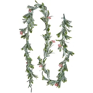 VEVOR Weihnachtsgirlande, 2 m, realistisches Grün, Tannengirlande, dekoriert mit Weinreben, Olivenblättern & Beeren, immergrüne Kunstgirlanden mit Lichterkette, Weihnachtsdeko für Kaminsims