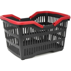 com-four® Einkaufskorb Kunststoff mit Henkel - Tragekorb zum Transport - Stabiler Plastikkorb in schwarz/rot - 39,5 x 29 x 22,5 cm (001 Stück - schwarz/rot)