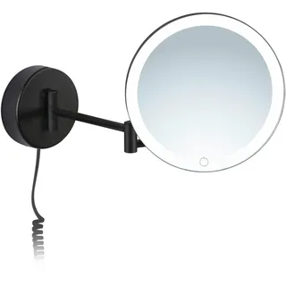 Libaro LED beleuchteter Kosmetikspiegel Ravenna Vergrößerungsspiegel rund 7-Fach Vergrößerung Schmink-Spiegel mit Beleuchtung Wandmontage Dimmer Auto-Off Kabel Rasierspiegel mit Licht (schwarz)