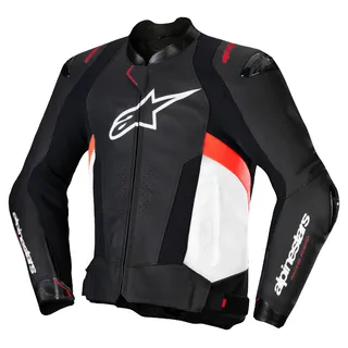 Alpinestars Missile V3, Lederjacke - Schwarz/Weiß/Neon-Rot / 56