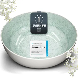 Steingut Servierschüssel Ibiza TESTSIEGER, Traumhafte Mediterrane Salatschüssel, Servierschale - Bowl Schüssel Groß, Salatschale - Pure Living in Türkis