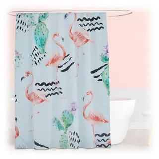Relaxdays Duschvorhang , Multicolor , Textil , Animalprint , Rechteckig , 180x0.1 cm , Heimtextilien, Badtextilien, Duschvorhänge