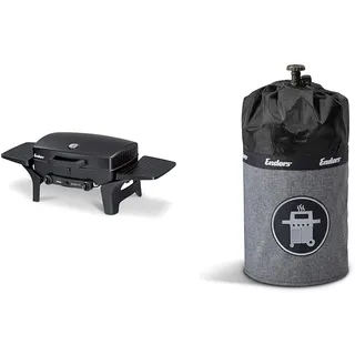 Enders® Gasgrill URBAN, Tischgrill, Grillen-, Kochen- und Backen Funktion & Gasflaschenhülle Style Black 5115, Gasflasche Grill-Abdeckung 5 kg, Keine Rostränder durch Silikonfüße, feuerfest, UV-Schutz
