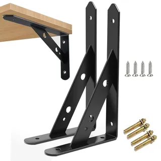 2 Stück Regalhalterungen Schwerlast-Träger 90 Grad Wand-Winkel Regalhalterung Metall Regalträger mit Schrauben Wand Regalträger Eisen Regalwinkel für Winkel Regal (200×120×25MM),Schwarz