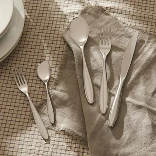 Alessi Tafelgabel SG38/2, 6er Set aus poliertem Edelstahl, 200 mm, 4 Zinken - Silber