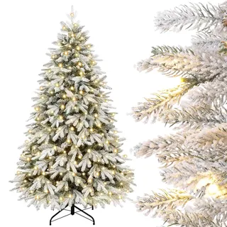 Yorbay Künstlicher Weihnachtsbaum mit Beleuchtung Schneeflocken: 180cm Hoch