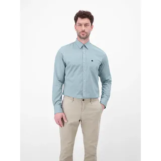 Langarmhemd LERROS, Herren, Gr. L, N-Gr, ice blau, Web, Obermaterial: 100% Baumwolle, gemustert, regular fit hüftbedeckend, Rundhals, Hemden Langarmhemd, mit Minimal-Print