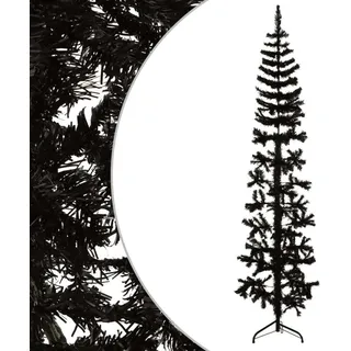The Living Store Künstlicher Halb-Weihnachtsbaum Ständer Schlank Schwarz 180 cm - Schwarz