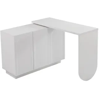 Urban Meuble Schreibtisch Weiß mit 360° Drehfunktion Flexibler Eckschreibtisch & Sideboard , Holzwerkstoff , 110x75x40 cm , Büromöbel, Schreibtische, Computertische