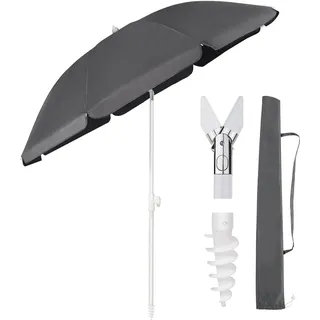 Sekey® 160 cm Sonnenschirm| Stabil Strandschirm mit Bodenhülse & Schutzhülle für Balkon Garten & Terrasse| Neigungswinkel und Höhe verstellbar, Rund Sonnenschutz UPF 50+