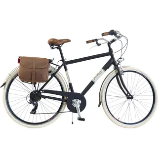 Via Veneto by Canellini Fahrrad Citybike Mann Aluminium mit Seitentaschen - Schwarz 58 - Schwarz
