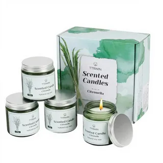 TTRWIN Citronella Kerzen, 4er-Set Outdoor Kerzen, geeignet für Grillabende, Picknicks oder Camping, Garten-Nachmittagstee und Familientreffen, die Geschenk für Familie und Freunde