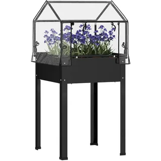 Outsunny Hochbeet mit Abdeckung 120 x 60 x 60 cm Schwarz