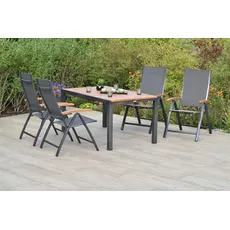 Bild von Garten-Essgruppe »»Toblino««, (Set, 5 tlg., 5-fach verstellbare Rückenlehne, pulverbeschichtetes Aluminiumgestell), Ausziehtisch: LxB: 150-200 x 90 cm, grau