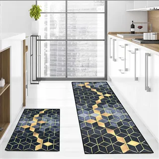 Teppichläufer Flur Flur Modern Waschbarer Kurzflor Teppich mit rutschfestem Gummirücken für Eingangsbereich, Waschküche & Wohnhausflur 50x75cm