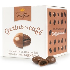 Dolfin Vollmilch-Kaffeebohnen - Leckere Kugeln mit gerösteter Kaffeebohne und cremigem Überzug aus Schokolade - Premium-Schoko, Geschenke - Hergestellt in Belgien, 115 g