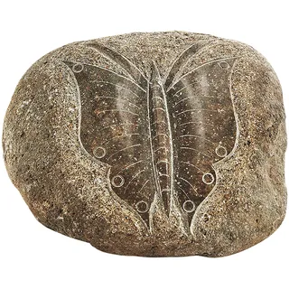 Kobolo Dekostein BUTTERFLY aus Naturstein - Eingangsbereich Deko Dekoration Zuhause Home Grau Stein Gartendeko Eingang Schmuck Bodenstein - Grau